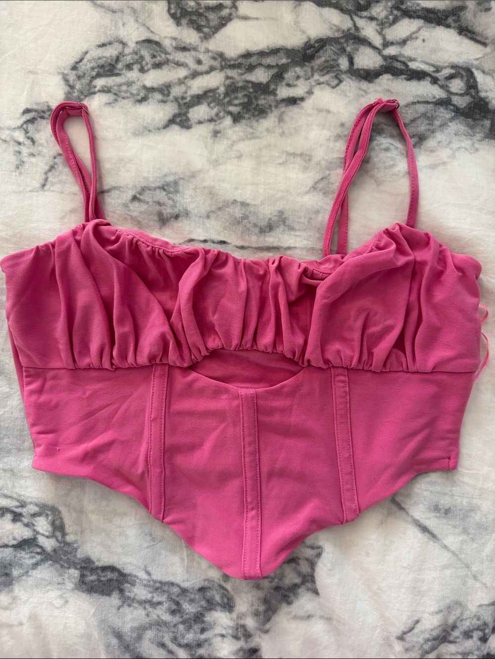 Women’s Pink Crop Top with Ruched Bust
